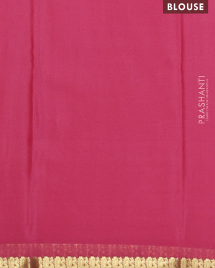 Pure mysore silk saree peach pink with plain body and small zari woven border