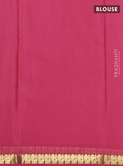 Pure mysore silk saree peach pink with plain body and small zari woven border