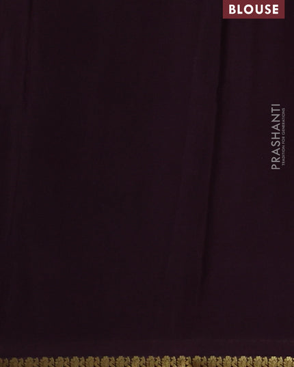 Pure mysore silk saree coffee brown with plain body and small zari woven border