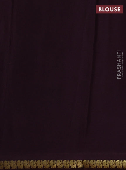 Pure mysore silk saree coffee brown with plain body and small zari woven border