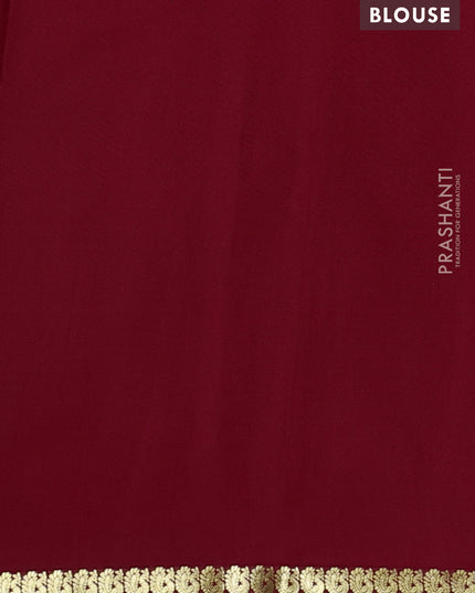 Pure mysore silk saree red with plain body and small zari woven border
