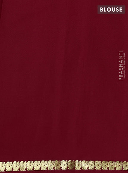 Pure mysore silk saree red with plain body and small zari woven border