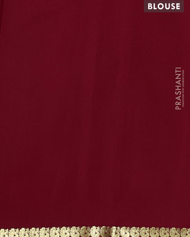 Pure mysore silk saree red with plain body and small zari woven border
