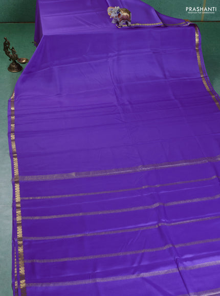 Pure mysore silk saree lavender with plain body and small zari woven border