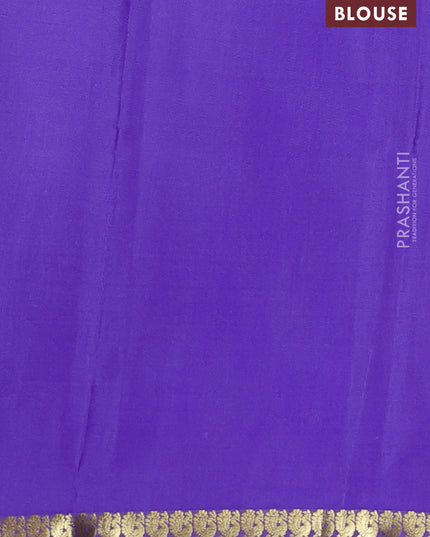 Pure mysore silk saree lavender with plain body and small zari woven border