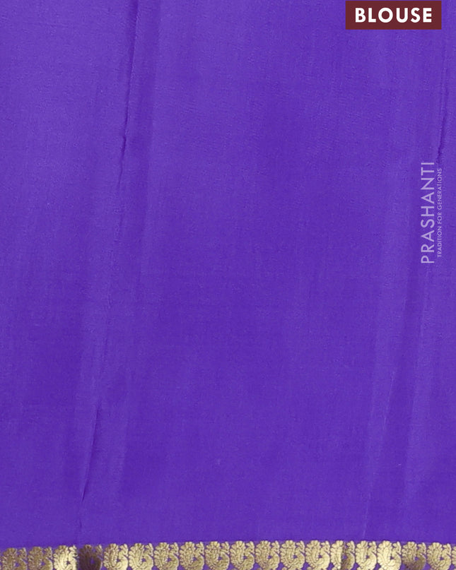 Pure mysore silk saree lavender with plain body and small zari woven border