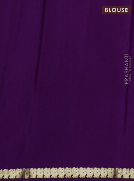 Pure mysore silk saree purple with plain body and small zari woven border