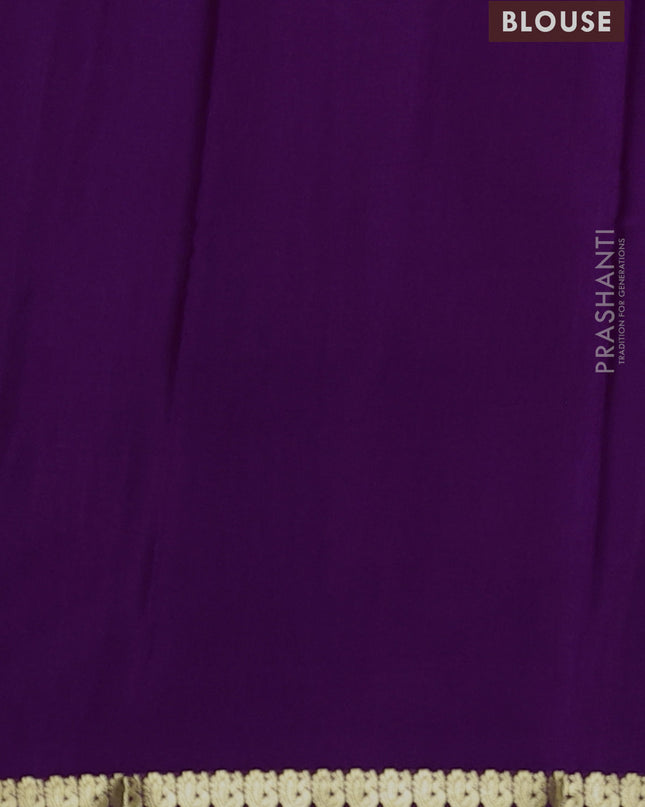 Pure mysore silk saree purple with plain body and small zari woven border