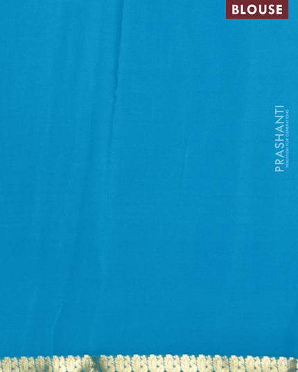 Pure mysore silk saree cs blue with plain body and small zari woven border