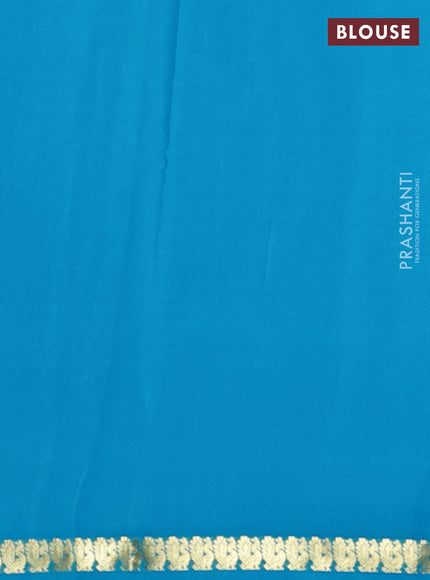 Pure mysore silk saree cs blue with plain body and small zari woven border