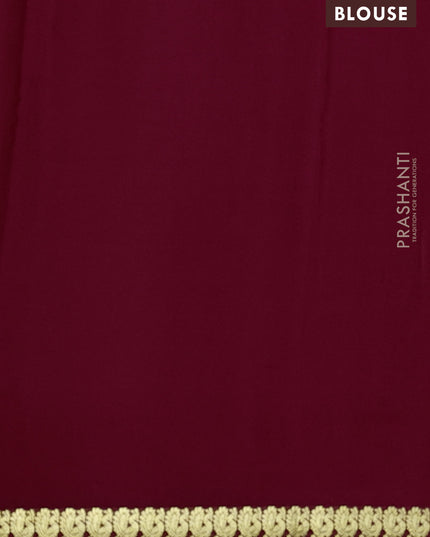 Pure mysore silk saree dark pink with plain body and small zari woven border