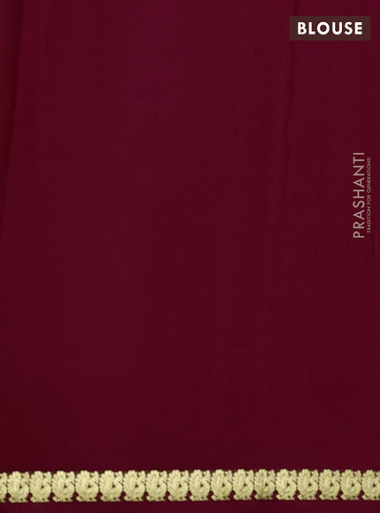 Pure mysore silk saree dark pink with plain body and small zari woven border
