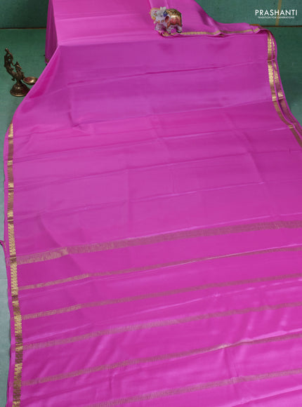 Pure mysore silk saree light pink with plain body and small zari woven border