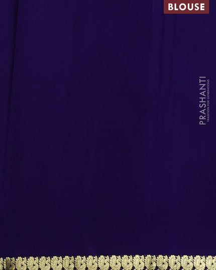 Pure mysore silk saree dark blue with plain body and small zari woven border