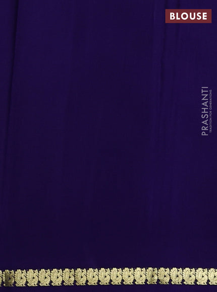 Pure mysore silk saree dark blue with plain body and small zari woven border