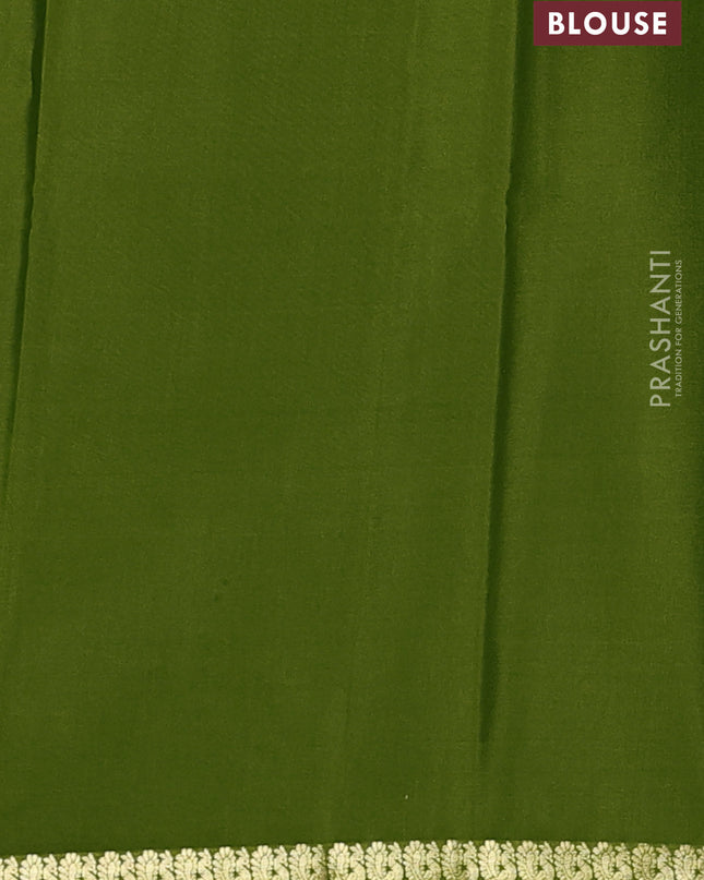 Pure mysore silk saree light green with plain body and small zari woven border