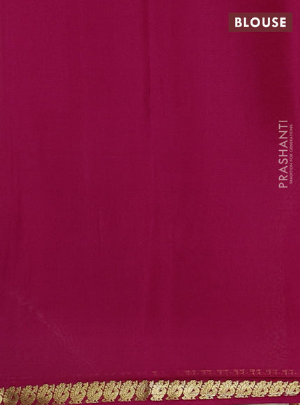 Pure mysore silk saree cream and pink with plain body and small zari woven border