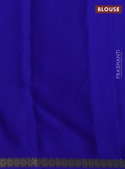 Pure mysore silk saree teal blue and blue with plain body and small zari woven border