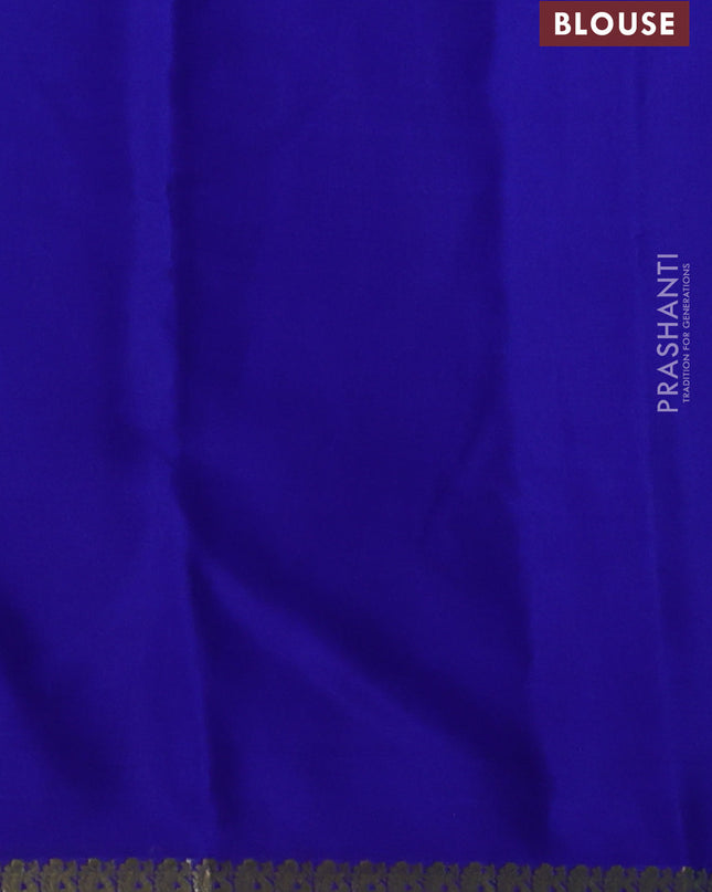 Pure mysore silk saree teal blue and blue with plain body and small zari woven border