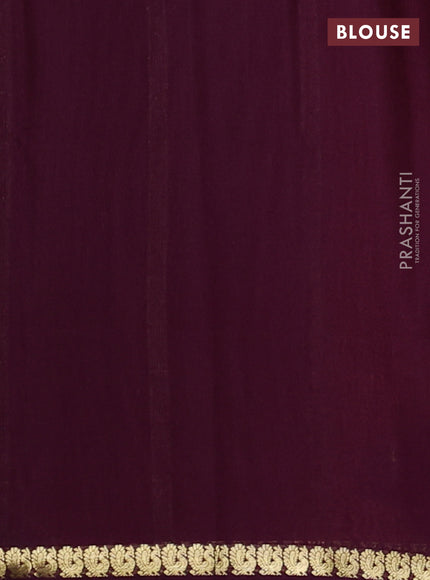Pure mysore silk saree peach orange and wine shade with plain body and small zari woven border