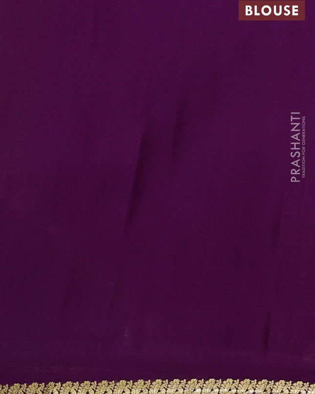 Pure mysore silk saree lime yellow and purple with plain body and small zari woven border