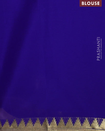 Pure mysore silk saree lavender and blue with plain body and small zari woven border