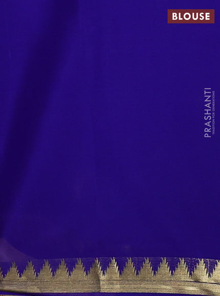 Pure mysore silk saree lavender and blue with plain body and small zari woven border