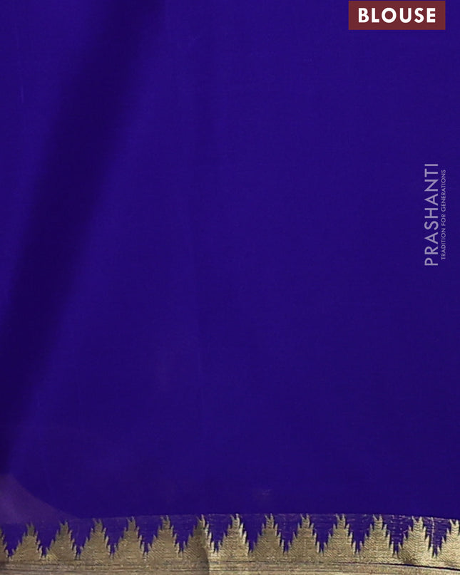 Pure mysore silk saree lavender and blue with plain body and small zari woven border