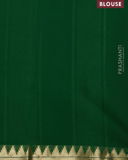Pure mysore silk saree red and green with plain body and small zari woven border