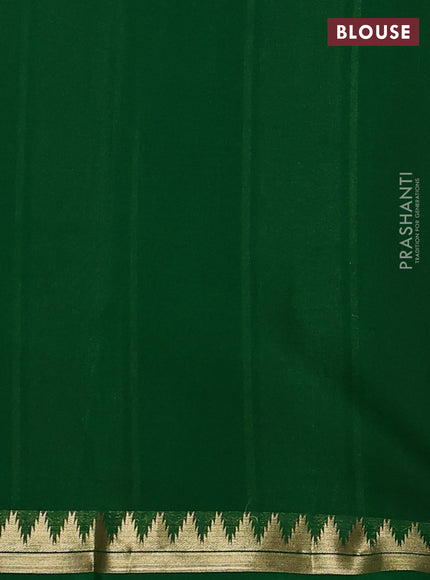 Pure mysore silk saree red and green with plain body and small zari woven border