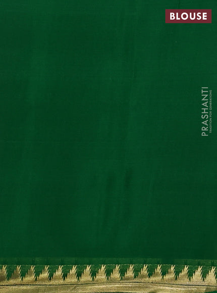 Pure mysore silk saree purple and green with plain body and small zari woven border