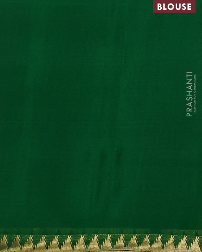 Pure mysore silk saree purple and green with plain body and small zari woven border