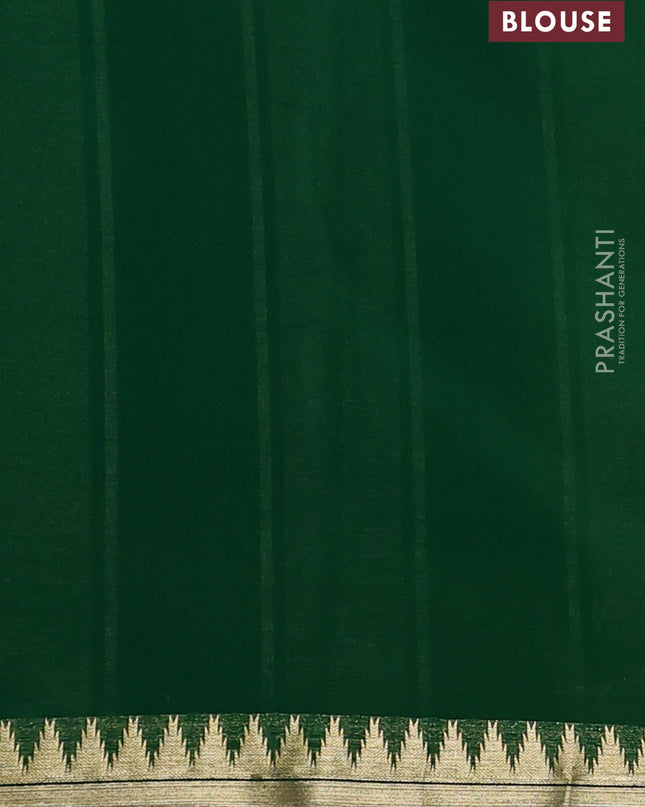 Pure mysore silk saree lime yellow and green with plain body and small zari woven border