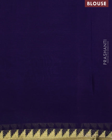 Pure mysore silk saree lavender and dark blue with plain body and small zari woven border