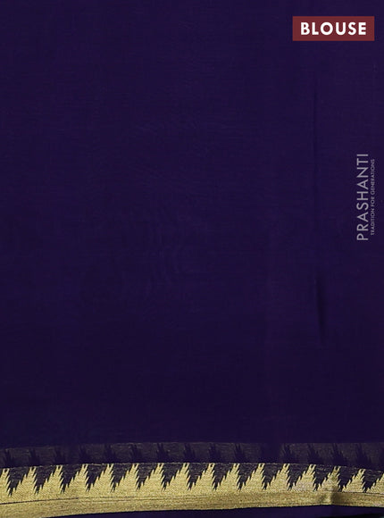 Pure mysore silk saree lavender and dark blue with plain body and small zari woven border