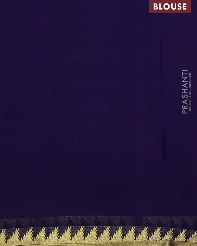 Pure mysore silk saree lavender and dark blue with plain body and small zari woven border
