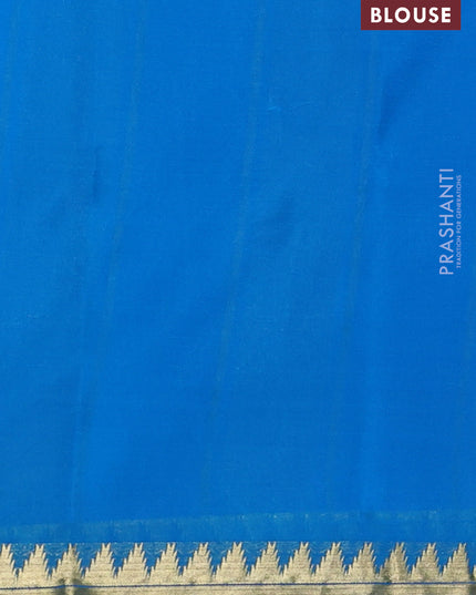 Pure mysore silk saree blue and cs blue with plain body and small zari woven border