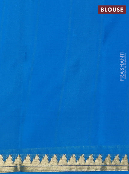 Pure mysore silk saree blue and cs blue with plain body and small zari woven border