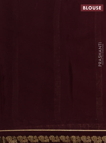 Pure mysore silk saree rustic orange and maroon with plain body and small zari woven border