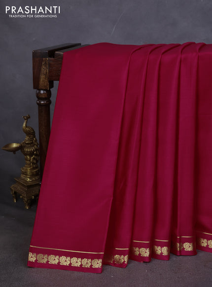 Pure mysore silk saree pink with plain body and small zari woven border