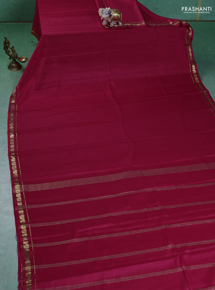 Pure mysore silk saree pink with plain body and small zari woven border