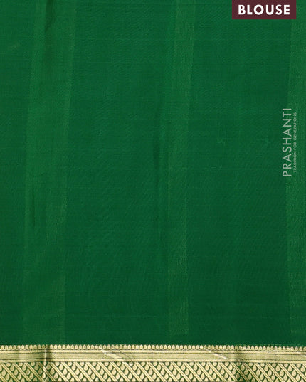 Pure mysore silk saree maroon and green with plain body and zari woven border