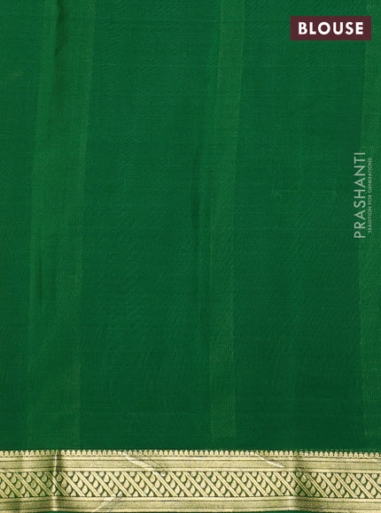 Pure mysore silk saree maroon and green with plain body and zari woven border