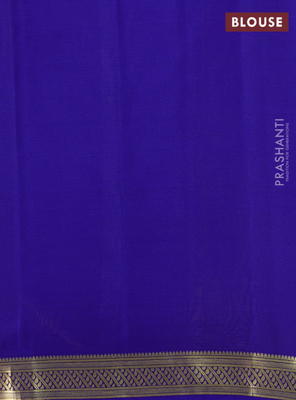 Pure mysore silk saree lime yellow and blue with plain body and zari woven border