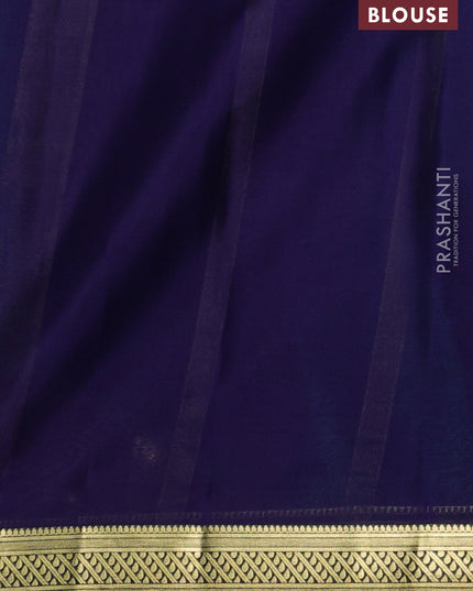 Pure mysore silk saree teal blue and navy blue with plain body and zari woven border