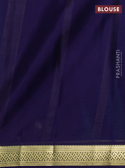 Pure mysore silk saree teal blue and navy blue with plain body and zari woven border