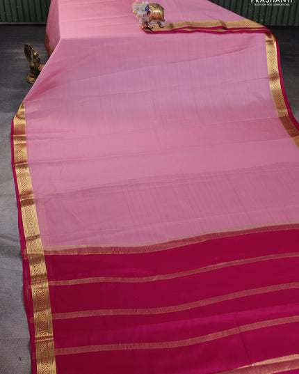 Pure mysore silk saree light pink and pink with plain body and zari woven border