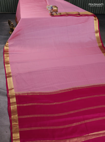 Pure mysore silk saree light pink and pink with plain body and zari woven border