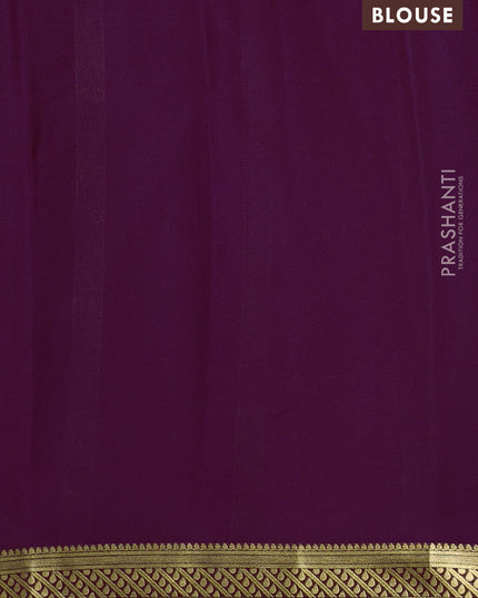 Pure mysore silk saree peach pink and purple with plain body and zari woven border