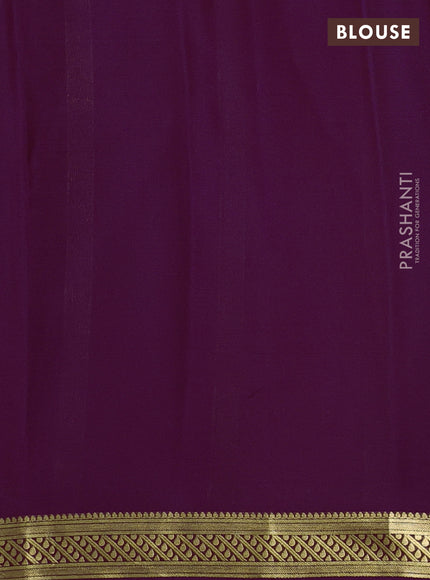 Pure mysore silk saree peach pink and purple with plain body and zari woven border